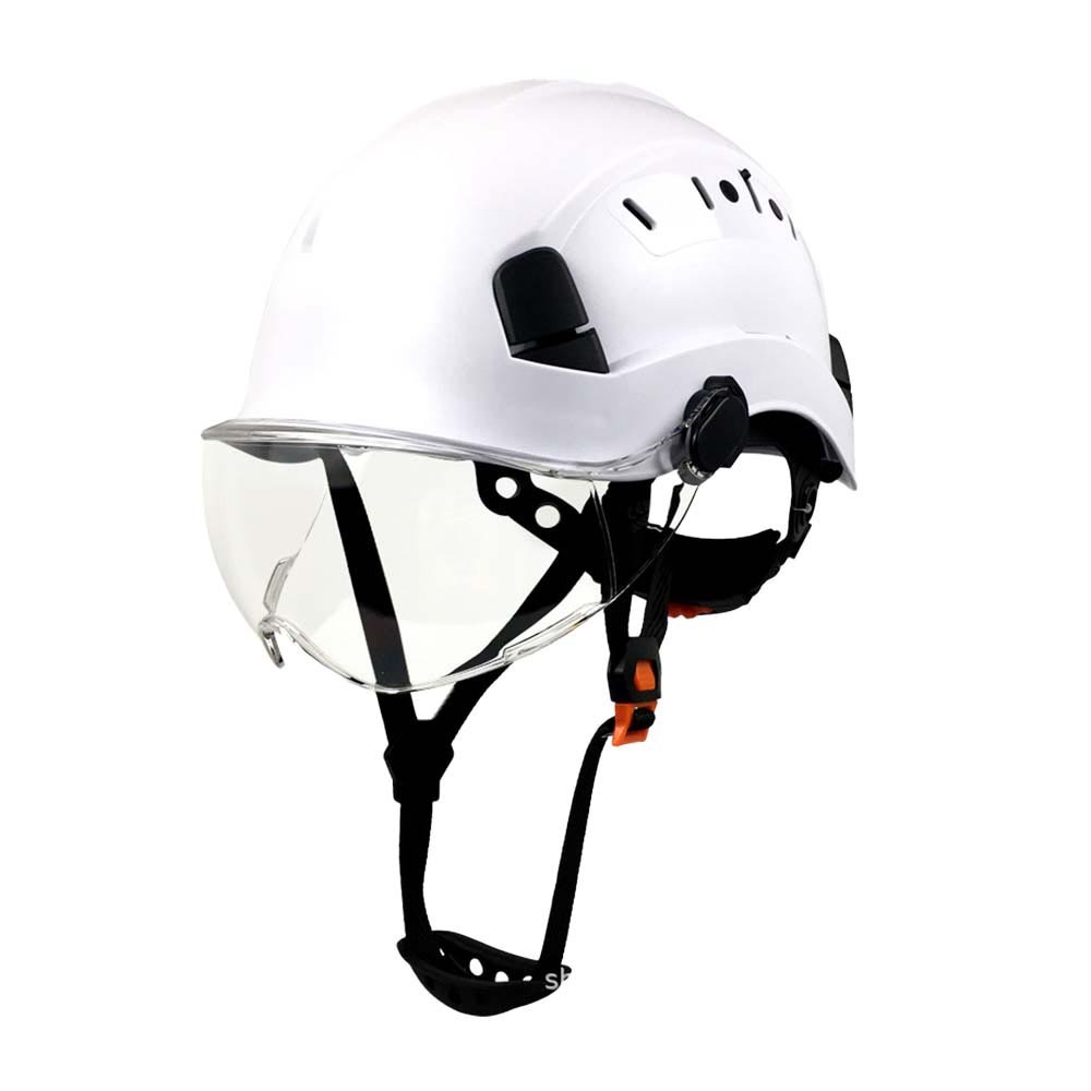 Construction site safety helmet (white) with earmuffs, , large