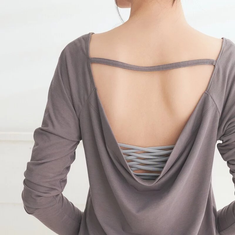 YOGA FLOW Soft(L)Sleeve - 後背優雅垂墜罩衫 - 冬日灰 Dark Grey, , large