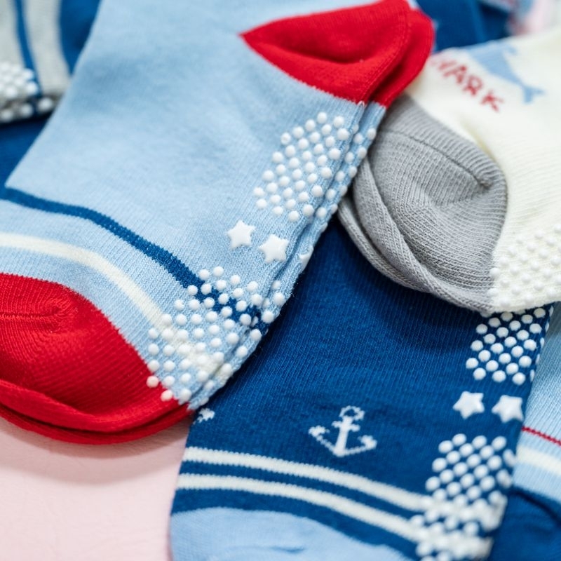 [Kaimei Cotton Industry] 10 pairs set, random and excellent, MIT made in Taiwan, pure cotton anti-slip children's socks (3-6 years old) - Baby Shark Style, , large