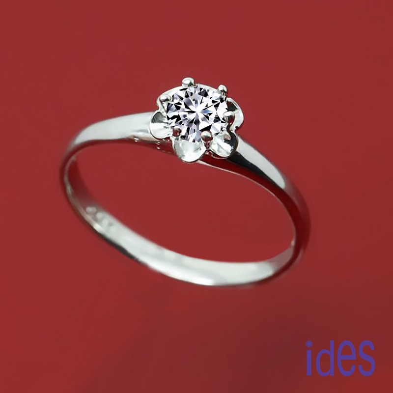 [ides愛蒂思] 精選30分E/VS1八心八箭極優EX車工鑽石戒指求婚結婚戒/花漾六爪  (戒圍請於訂單備註), , large