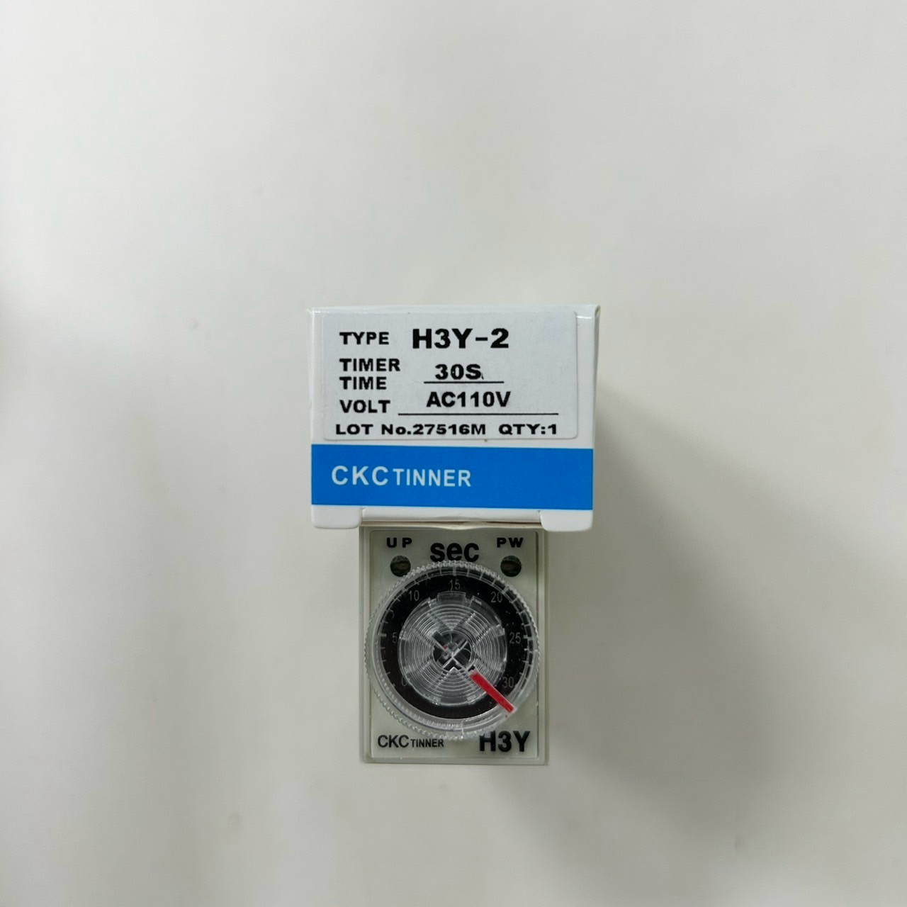 Time relay, 8 pins, 2 open, 2 closed, AC 110V, -0, -30 seconds, , large