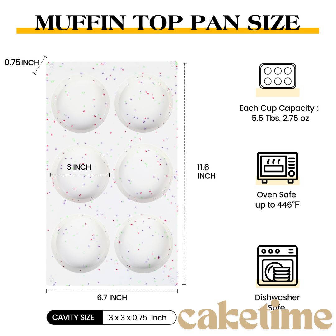 CAKETIME Muffin Top Pan, Silicone Egg Molds for Breakfast Sandwiches 3 Inch Round Egg Baking Pan, , large