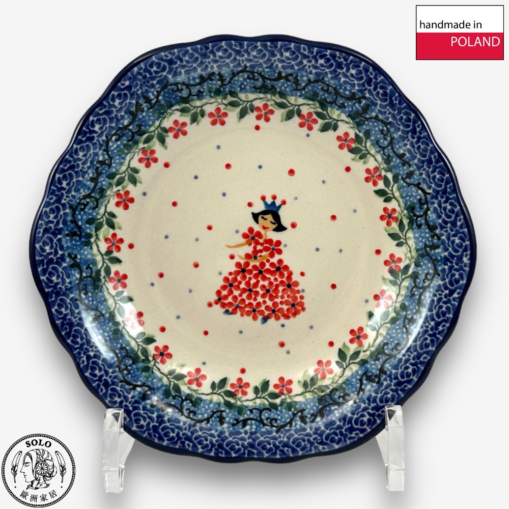 【SOLO Vintage】CA Polish Pottery 16.5cm Deep Plate Red Princess Series , , large