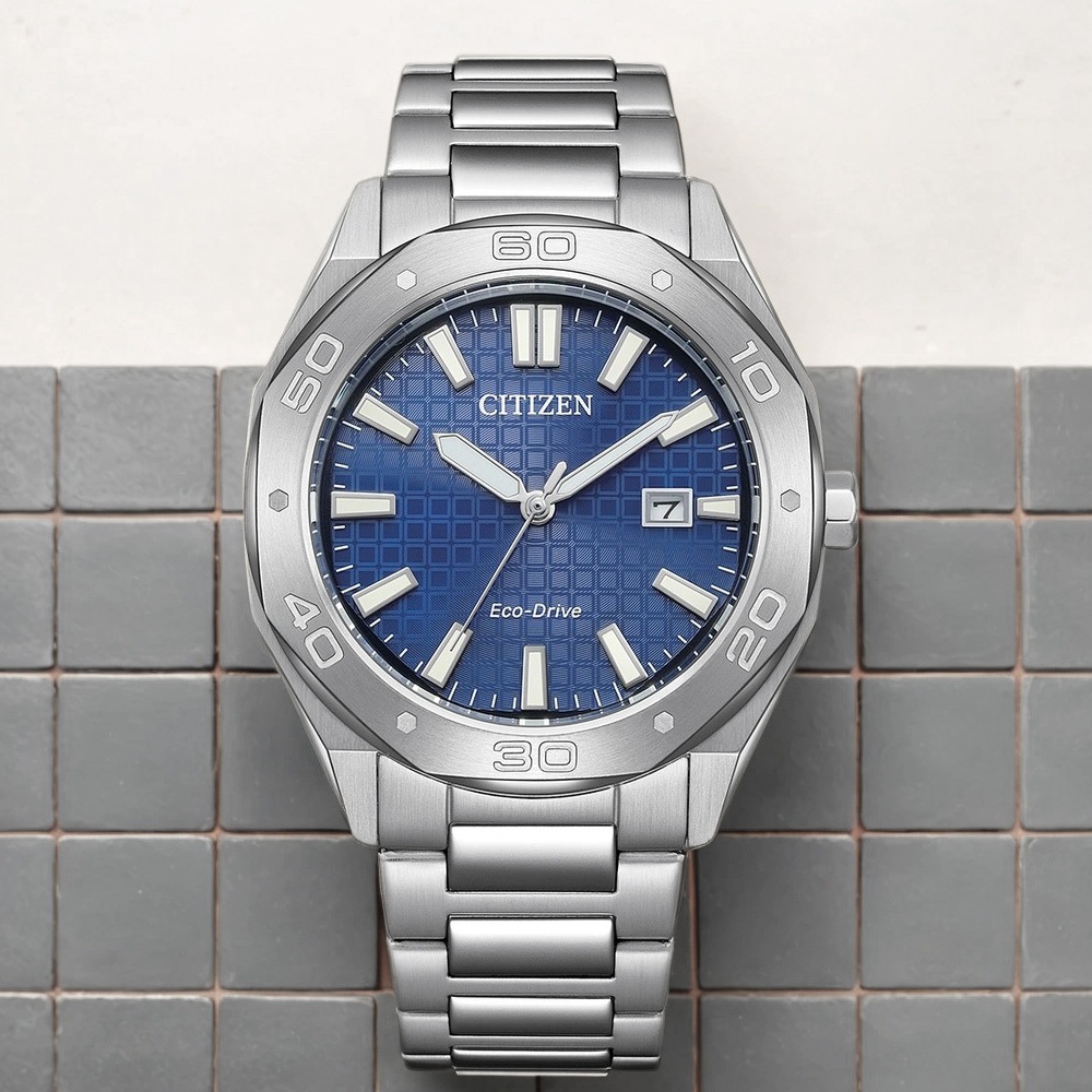 CITIZEN 星辰 光動能八角形格紋面手錶 BM7630-80L, , large