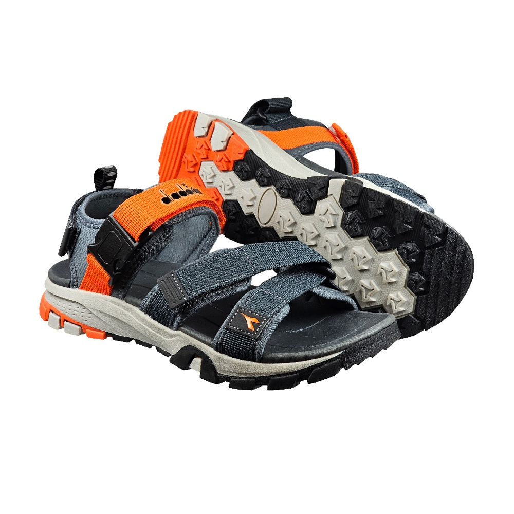 DIADORA迪亞多那 步行者兩棲涼鞋 男鞋 簡約素色 水陸兩用 插扣 魔鬼氈 耐用 減震 吸衝 柔軟 耐磨 灰桔 黑紅, , large