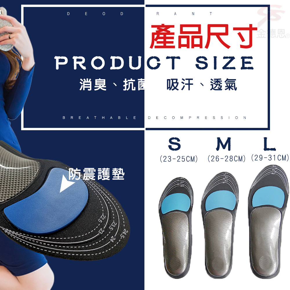 金德恩 GS MALL 台灣製造 足弓型鞋墊 透氣鞋墊 足弓鞋墊 除臭鞋墊 除臭鞋墊 抗菌鞋墊 除臭 POLIYOU 透氣鞋墊, , large