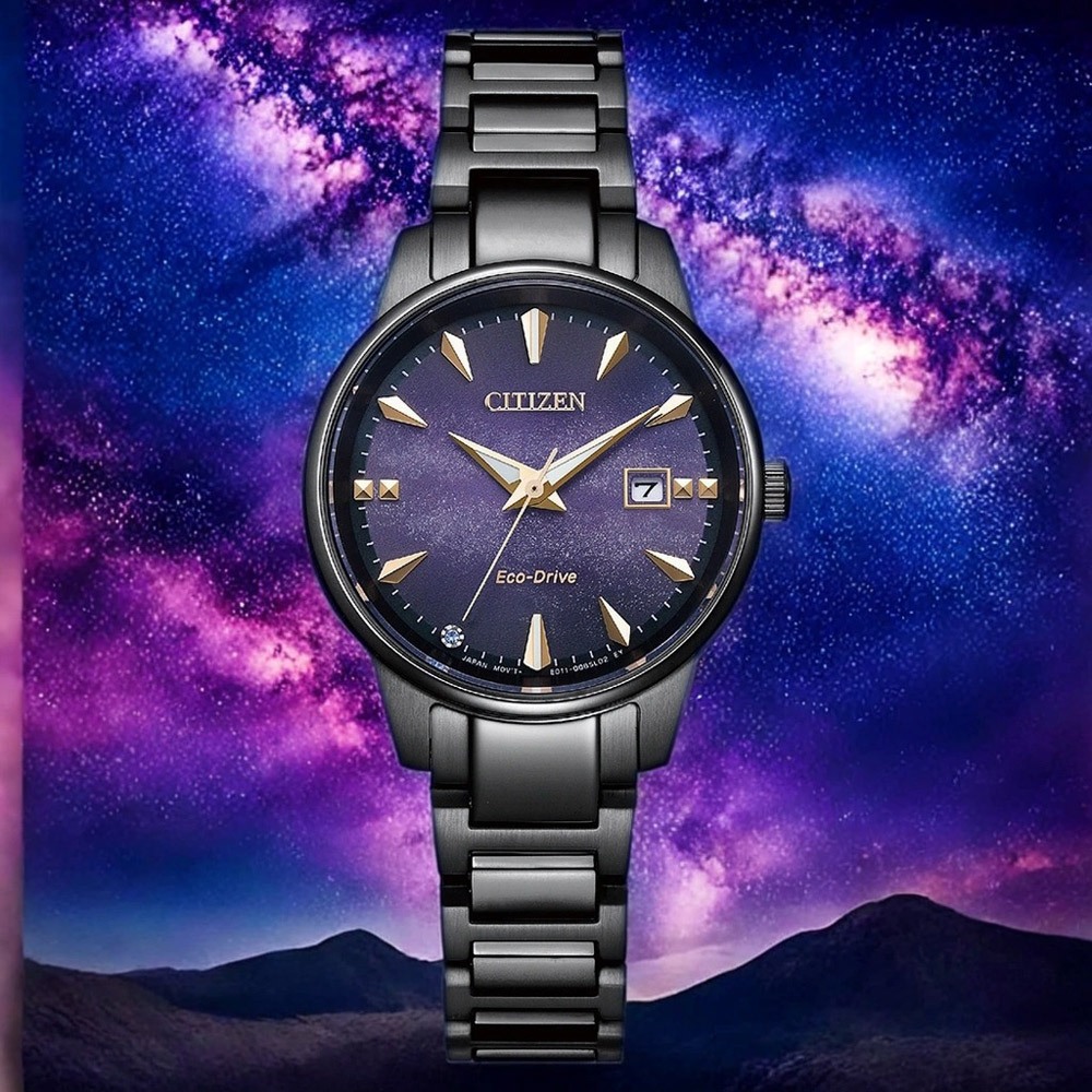 CITIZEN 星辰 紫夜星河 光動能高雅女性手錶 EW2595-81X, , large