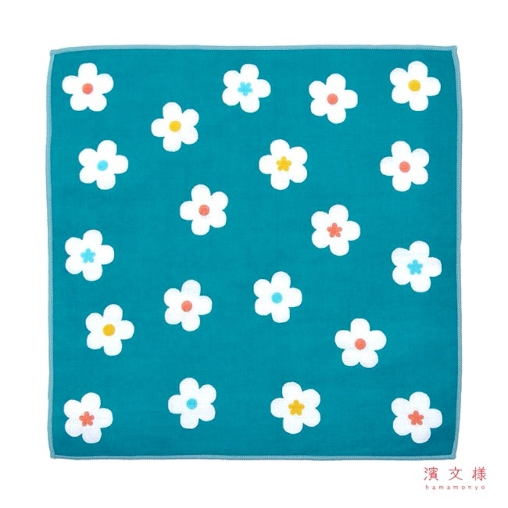 [瑪莎利亞]　日本製【濱文漾】純棉手帕/方巾－清藍白花（3入組）, , large