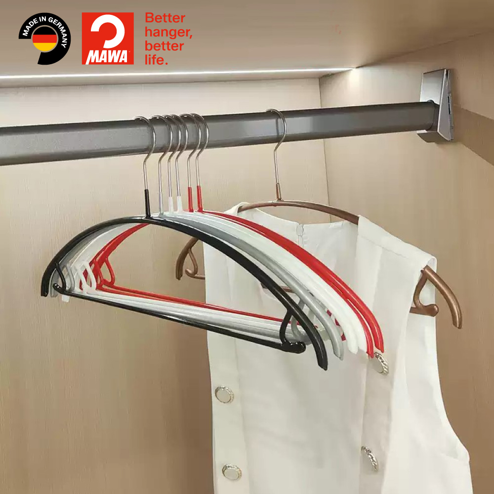 【德國MAWA】德國原裝進口 無痕止滑 專業套裝衣架42cm 2入/白, , large