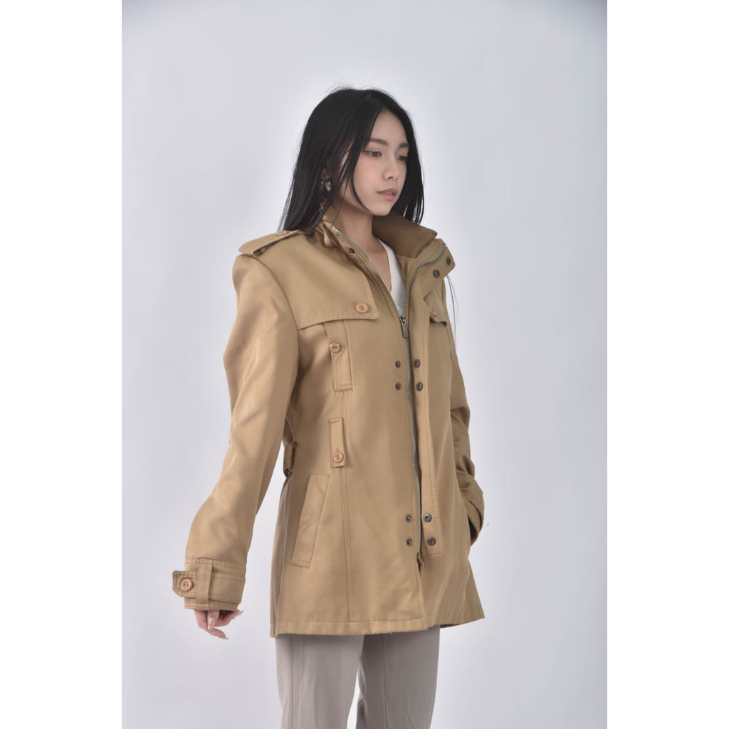 (L) c c排扣棕色外套二手衣, , large