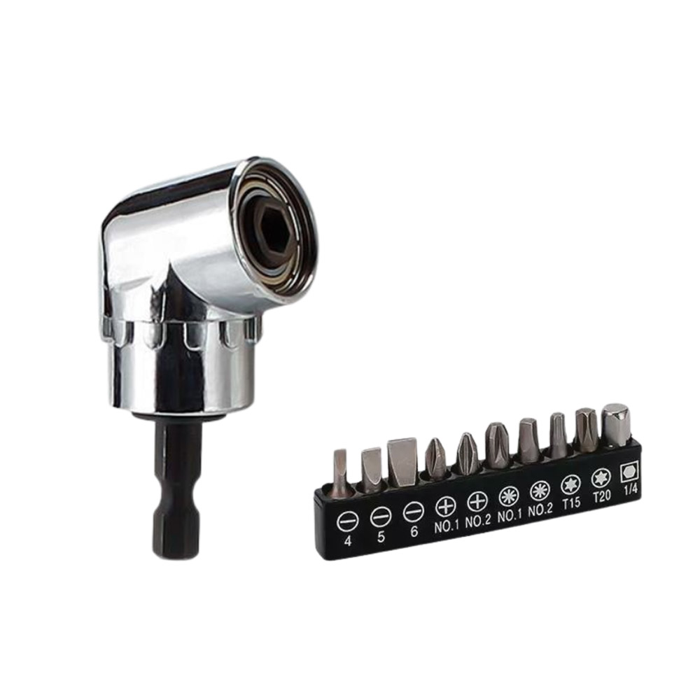 L-shaped drill corner arm - 105-degree short corner arm + 10-piece bit set, , large