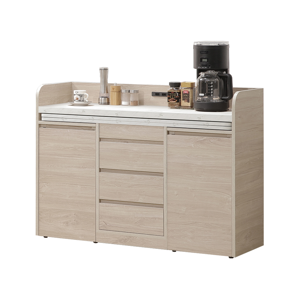 【唯熙傢俱】喬安楓木色3.5尺移動式餐櫃