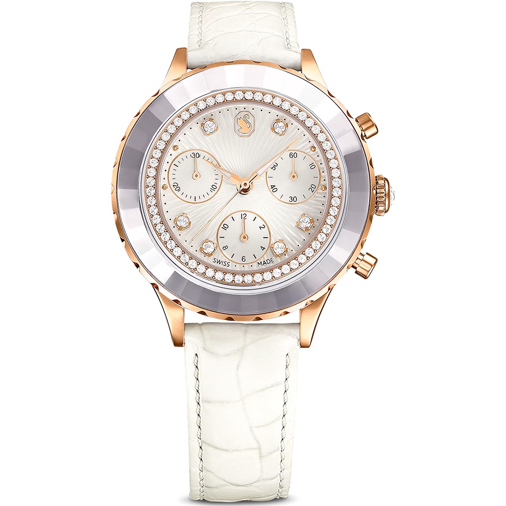 SWAROVSKI 施華洛世奇 Octea Chrono 水晶計時手錶 女錶-37mm(5671150), , large