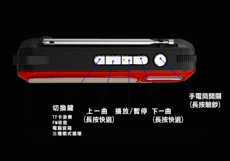 [HANLIN]-FM309 重低音震膜插卡收音機-金色, , large