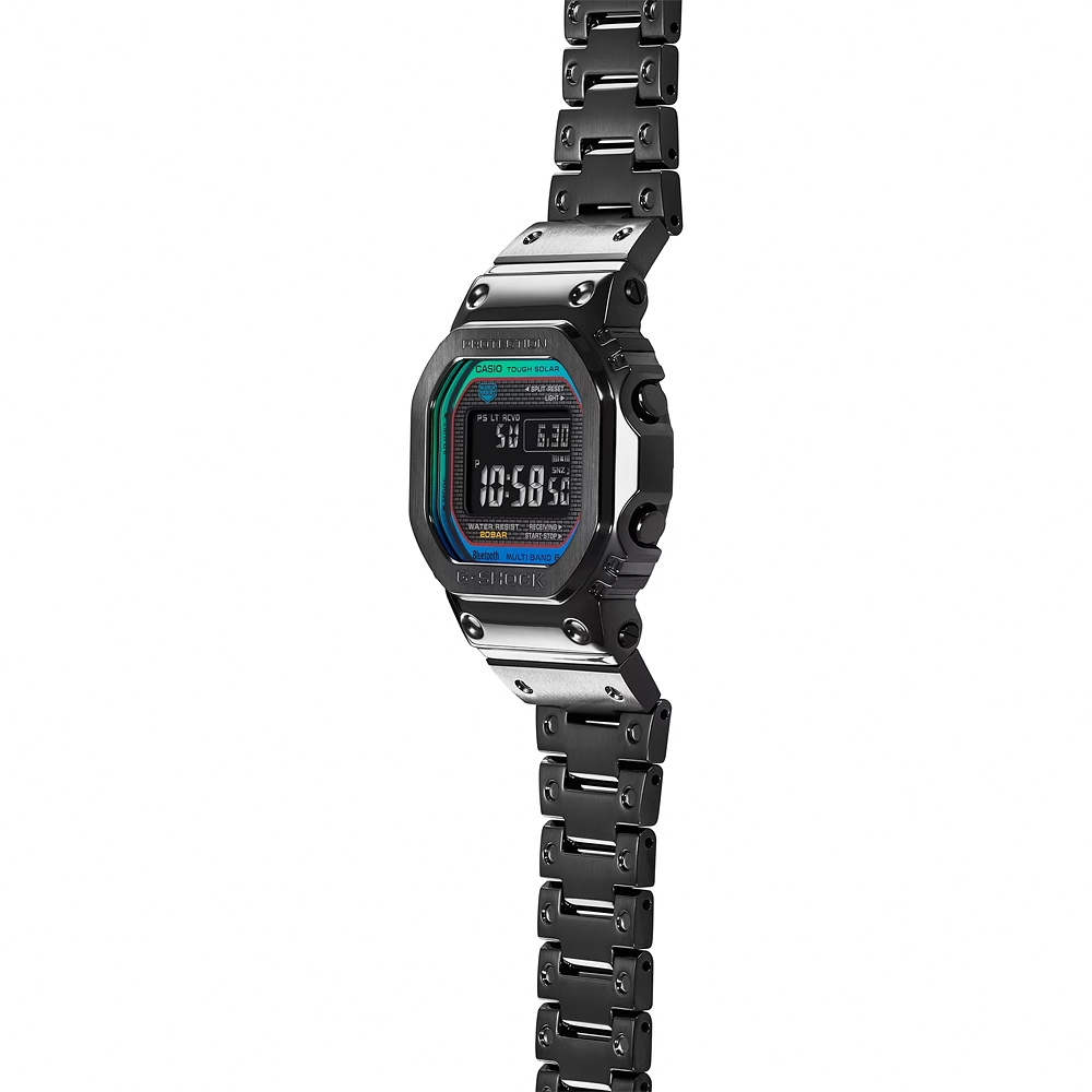 CASIO 卡西歐 G-SHOCK 全金屬 彩虹光譜 太陽能電波手錶-個性黑 GMW-B5000BPC-1, , large