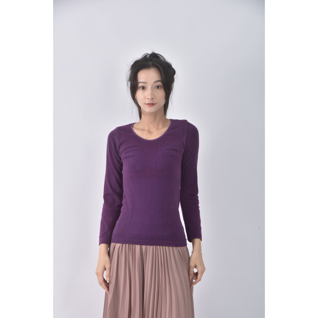 (S) 圓領紫色長袖上衣二手衣