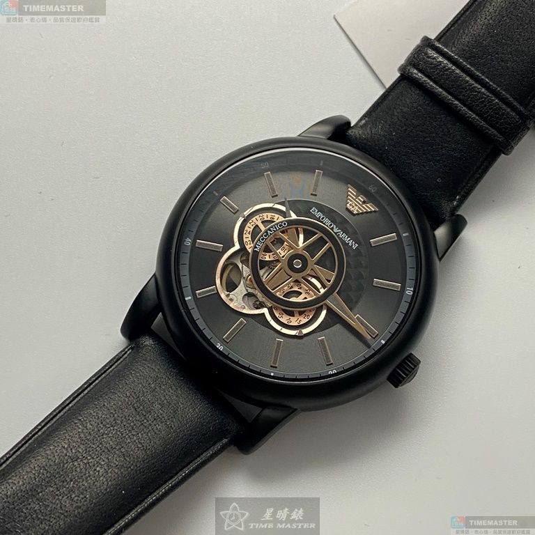 [星晴錶業]ARMANI手錶,42mm,AR00001玫瑰金色錶面黑錶殼深黑色真皮皮革錶帶款, , large