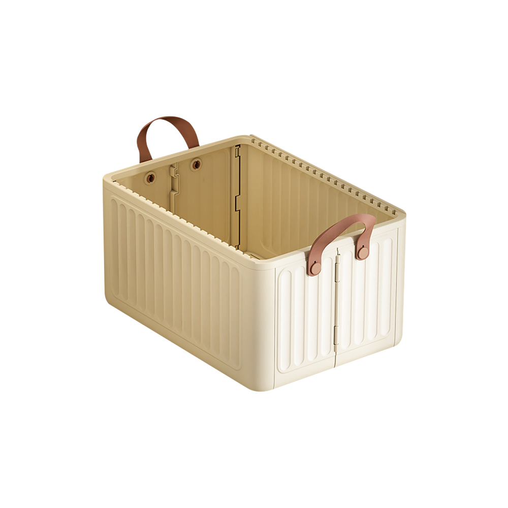 SHCJ 可折疊衣物整理堆疊收納籃 奶油白【大號無蓋無格】換季收納 玩具收納, , large