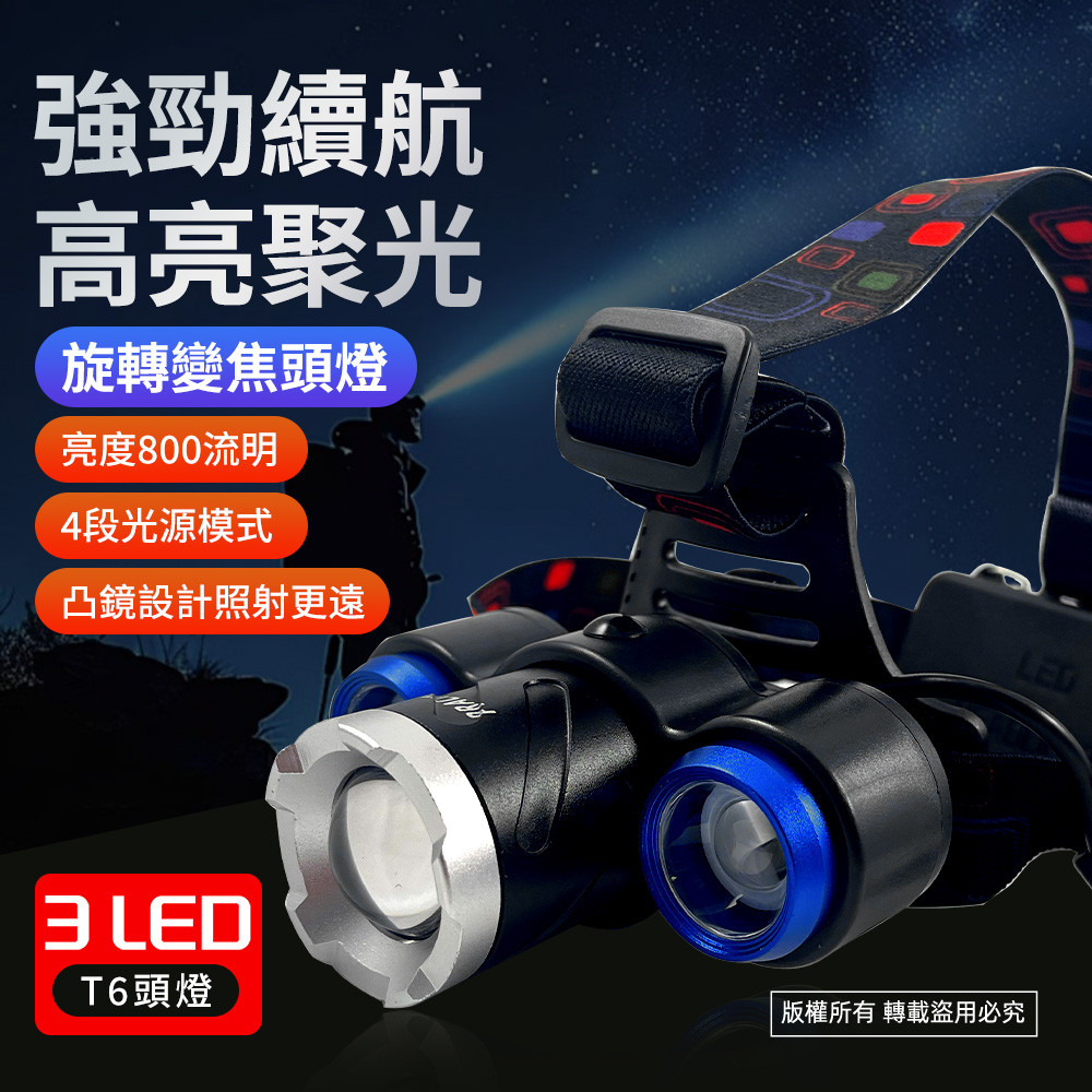 實用牌變焦頭燈 PR-AH801 高亮度 三段光源 超省電設計停電 登山 施工必備, , large