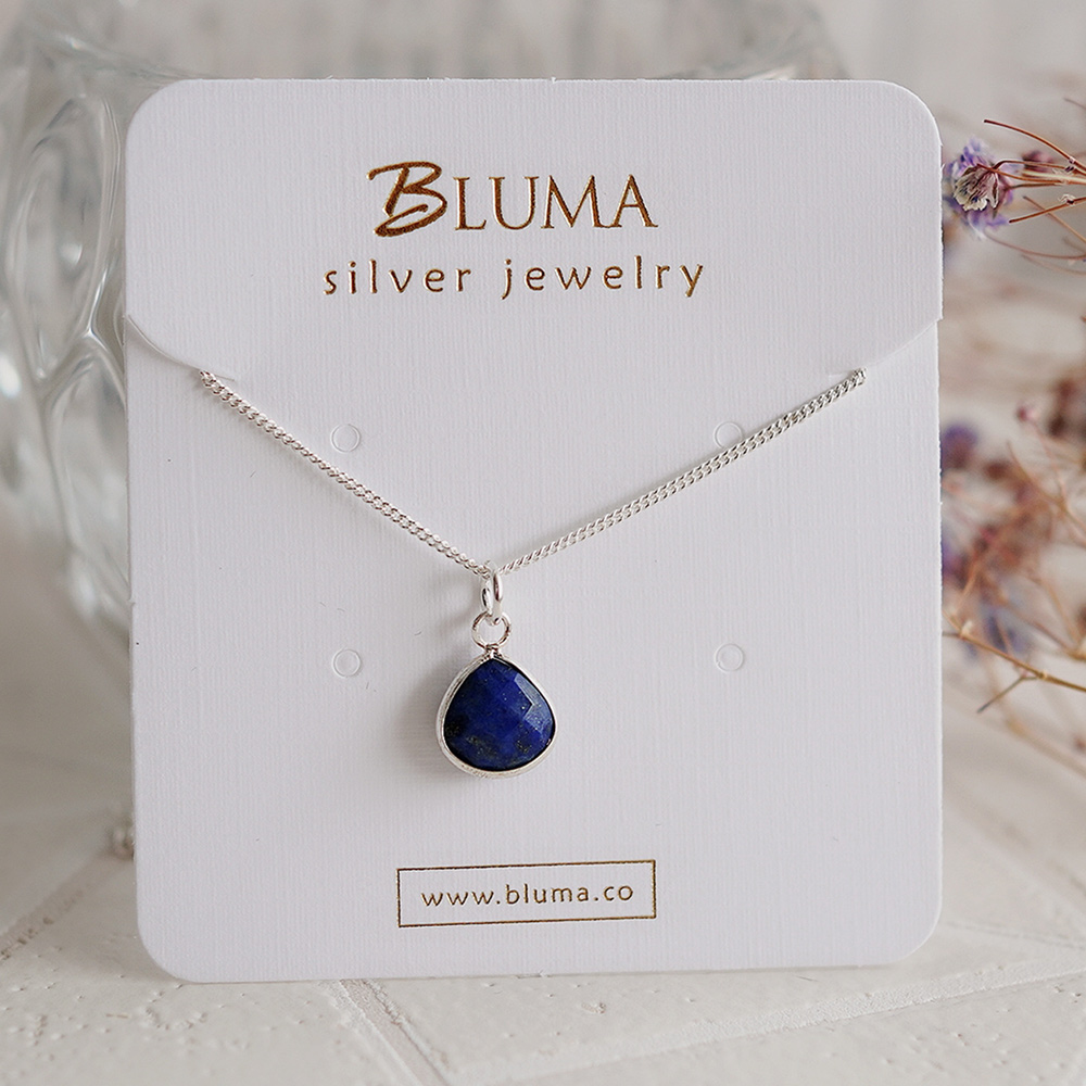 Simple Lapis Sterling Silver Necklace, , large