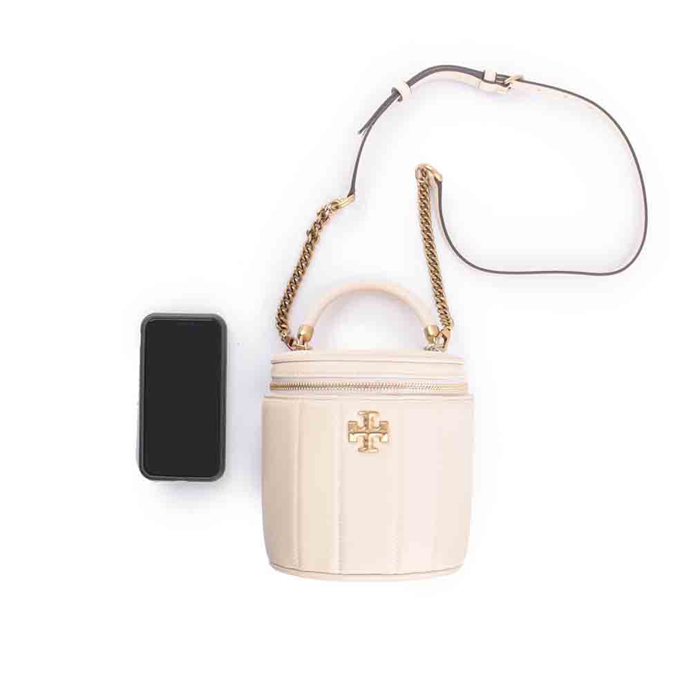 Tory Burch Kira 直條縫線皮革手提/斜背二用化妝箱/乳酪白, , large