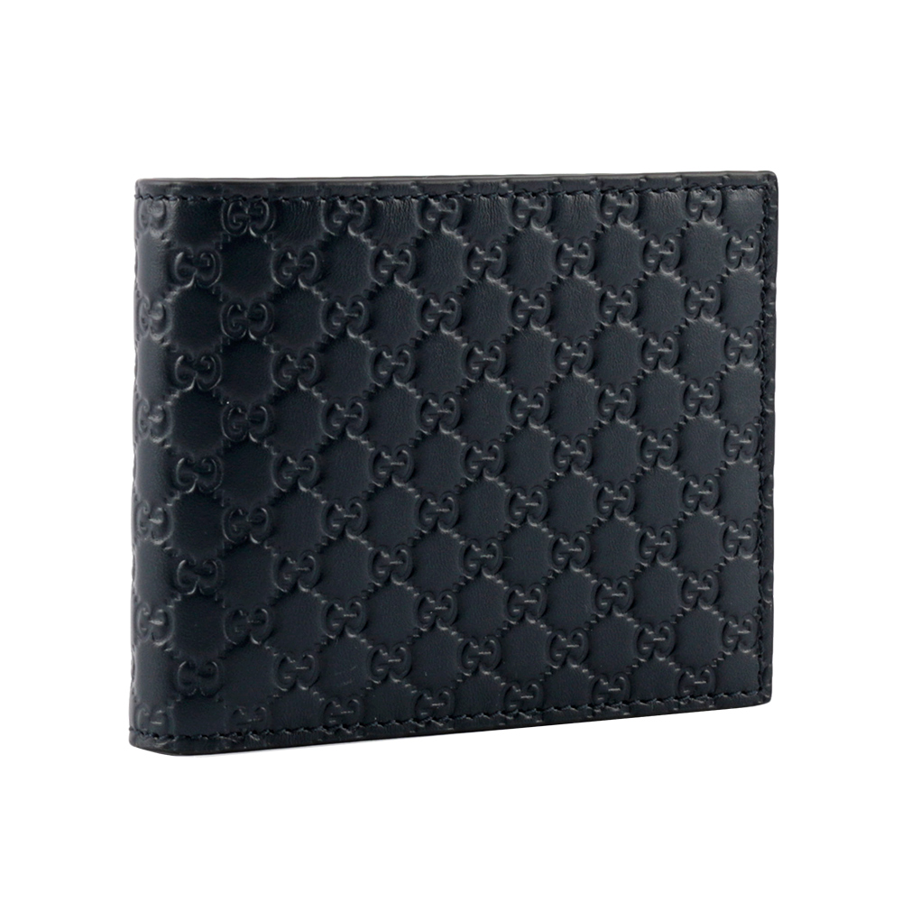 GUCCI Guccissima壓印牛皮對開6卡短夾/深藍色, , large