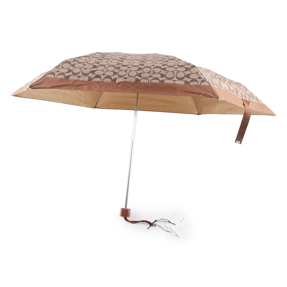 COACH CC Logo 滿版標誌環保材質迷你雨傘/焦糖色, , large