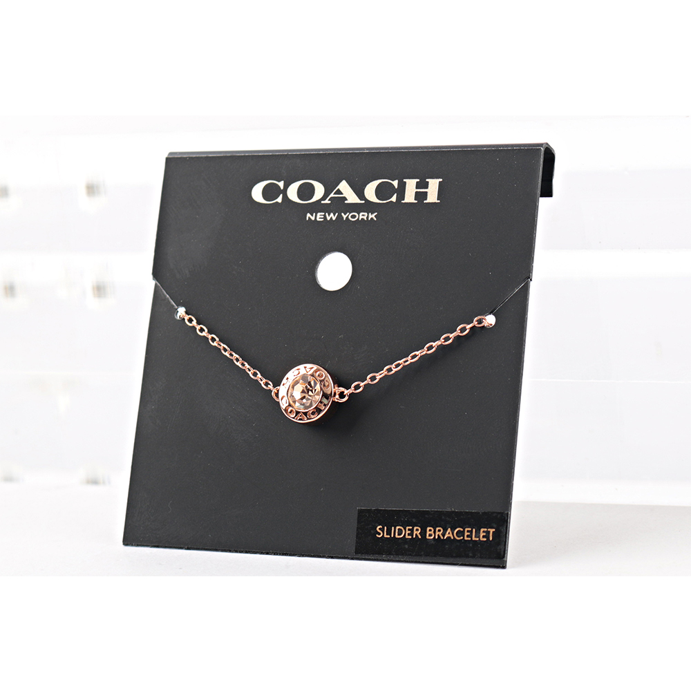 COACH 水鑽圓圈可調節手環/玫瑰金, , large
