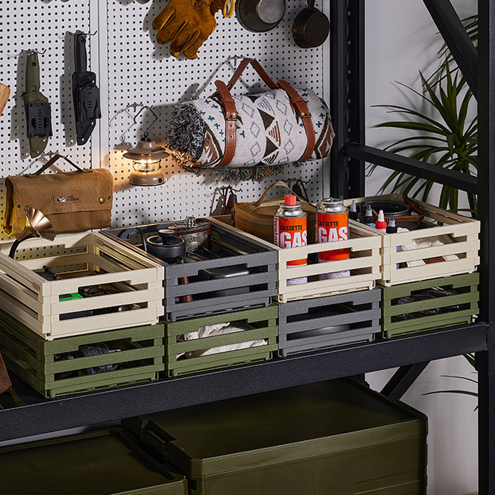 【AOTTO】輕工業風自由伸縮收納籃2入-綠色(AL-609GN*2), , large