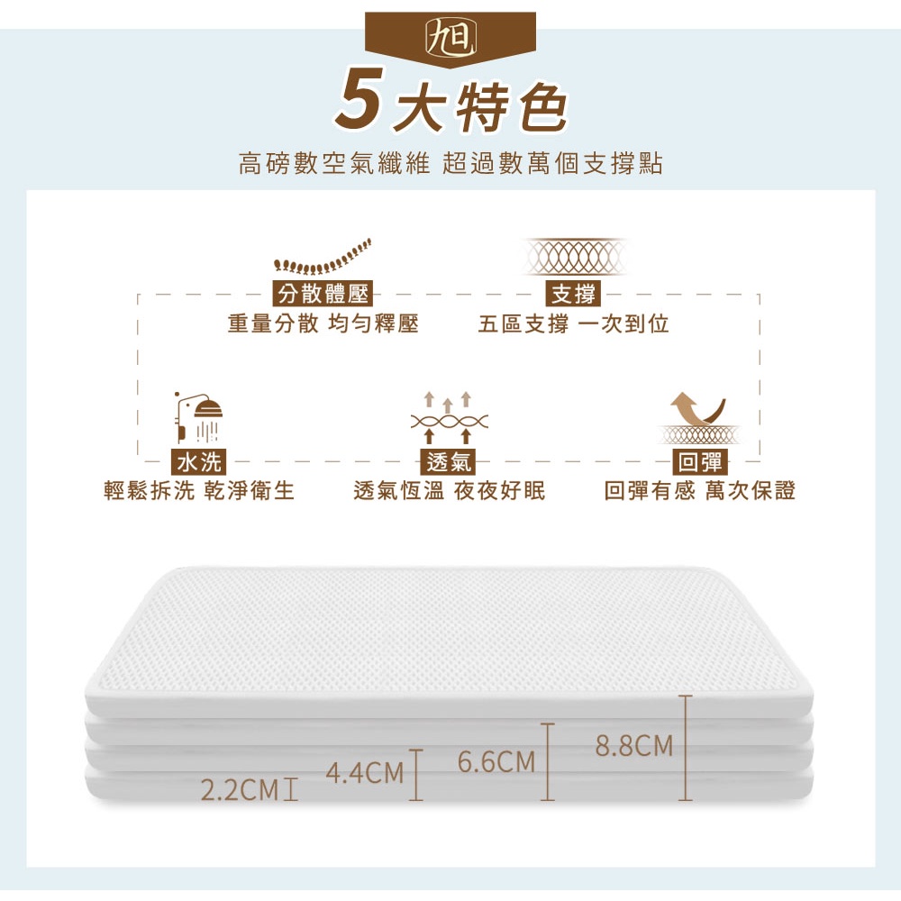 【日本旭川】AIRFit氧活力夏晶涼感2.2cm空氣床墊 伊正推薦 舒適支撐 可水洗 6D透氣循環 涼墊, , large