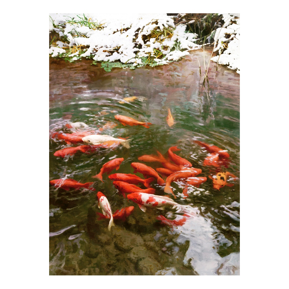 【御畫房】富貴有魚 國家一級畫師手繪油畫80×110cm(VF-66), , large