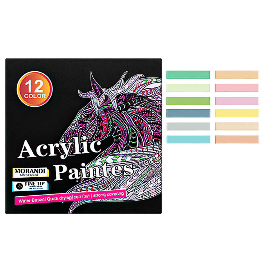 【上手家居】莫蘭迪色丙烯馬克筆-12色 12色(彩色筆/丙烯麥克筆/馬克筆丙烯/彩繪筆/丙烯筆/繪畫筆), , large