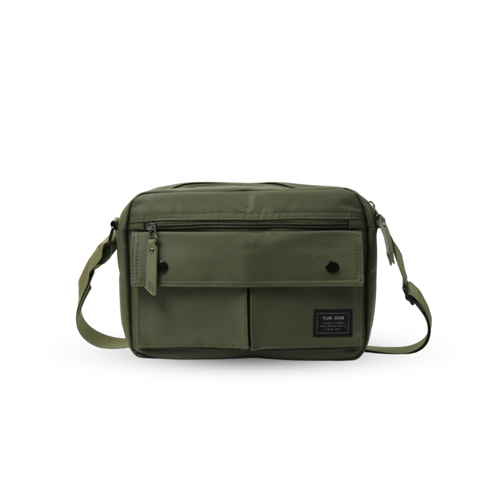 【YUN JOIN】EMBER 經典側肩包-軍綠色  側背包 斜背包 公事包 收納 防潑水【超強7層收納】, , large