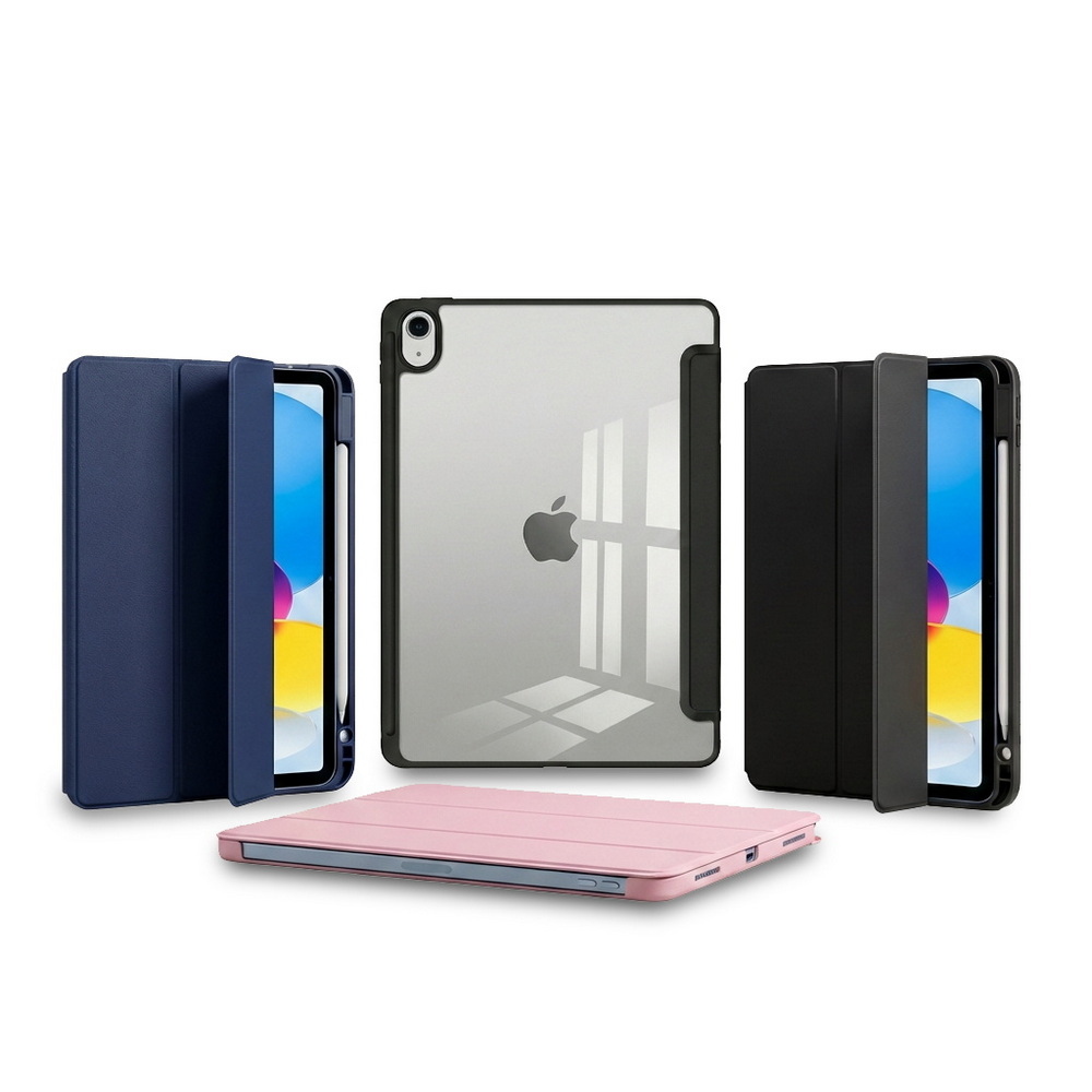 [SQ162 Tri-Fold Clean Gloss Back Panel] Apple iPad A16 (11th Gen) 11-inch Tablet Case (Compatible with iPad 10th Gen 10.9-inch) (Built-in Pencil Holder), , large
