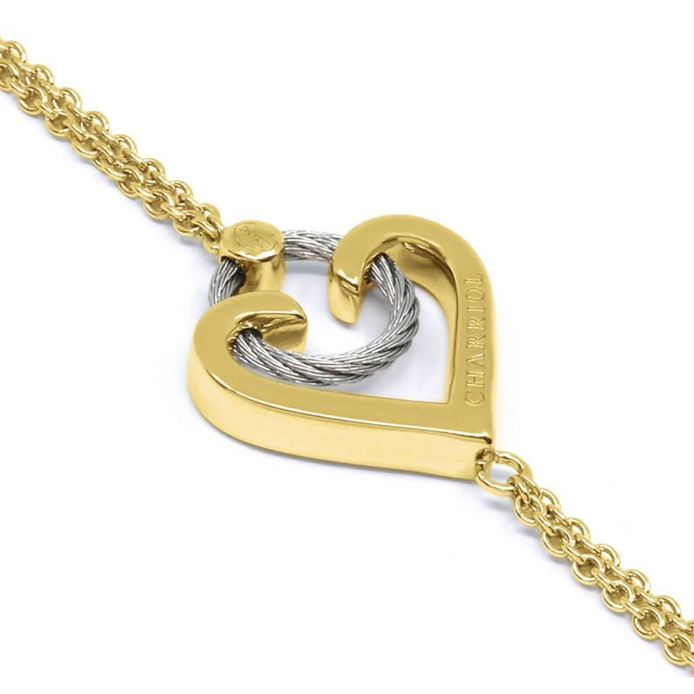CHARRIOL 夏利豪 Silver Bracelet with 23k yellow gold plating 鋼索, , large