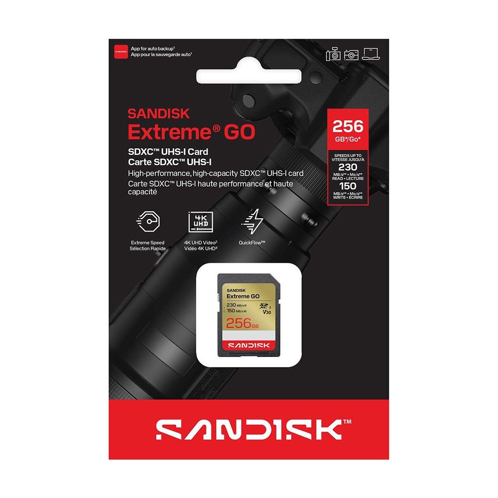 【SanDisk】Extreme GO 256G V30 UHS-I U3 SD SDXC 記憶卡, , large