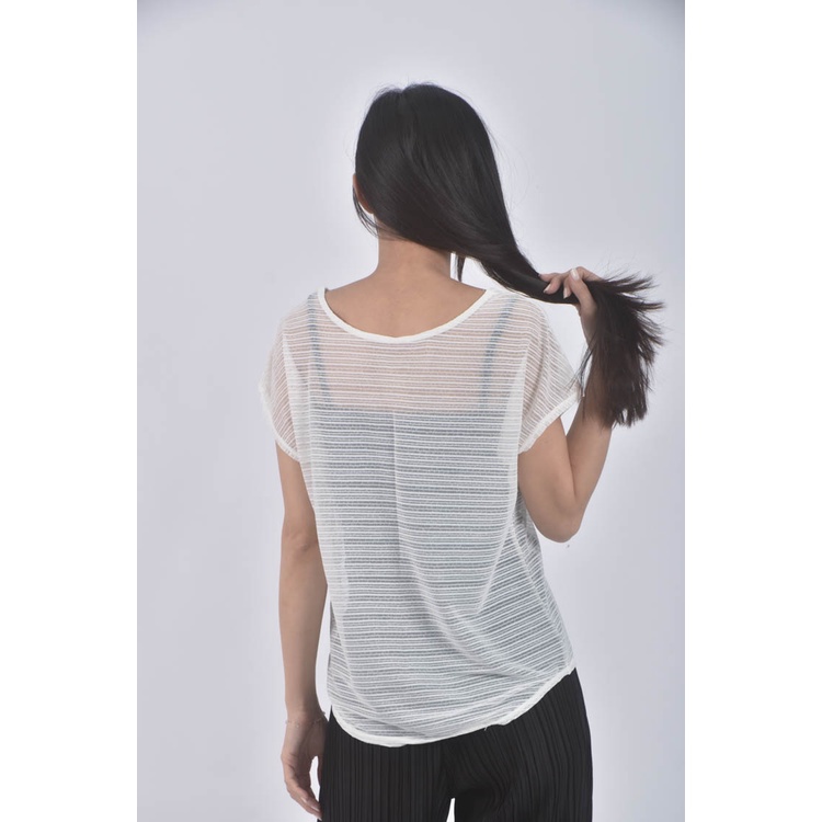 (XL) 微透白色短袖上衣二手衣, , large