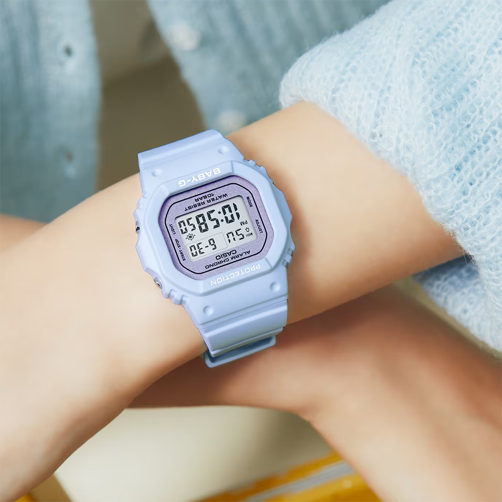 CASIO 卡西歐 BABY-G 春季色彩方形女錶電子錶-紫丁香 BGD-565SC-2, , large