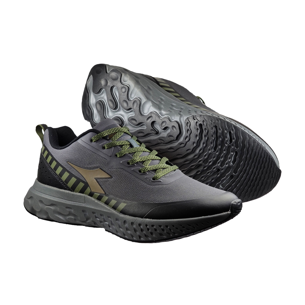 DIADORA迪亞多那 防潑水休閒運動鞋 男運動鞋 男鞋 慢跑鞋 反光 寬楦 高腳背 輕量 減壓 棉鞋墊 止滑 黑 灰綠, , large