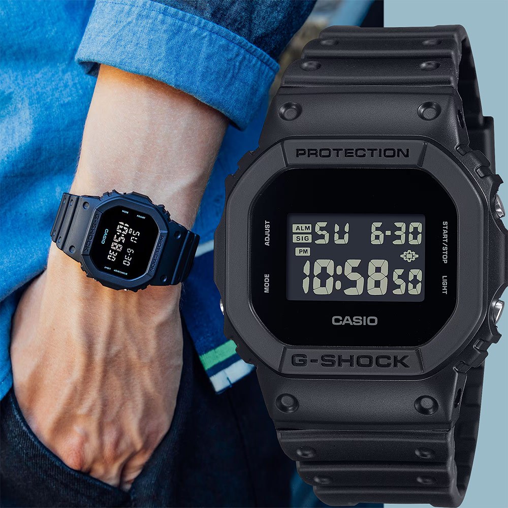 CASIO 卡西歐 G-SHOCK 經典全黑電子錶 學生錶 百搭手錶 DW-5600UBB-1, , large