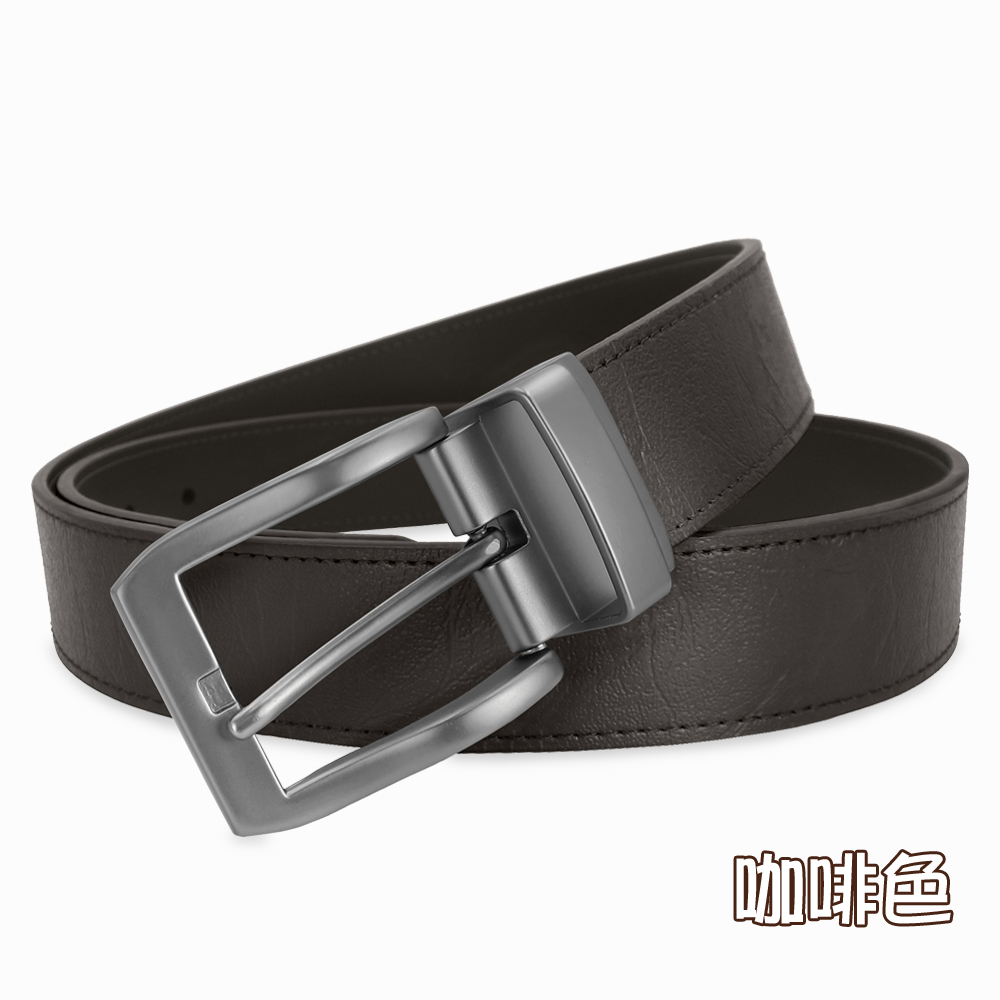 【CH-BELT 銓丞皮帶】素色針扣夾座 男休閒皮帶 男皮帶紳士皮帶(黑/咖), , large