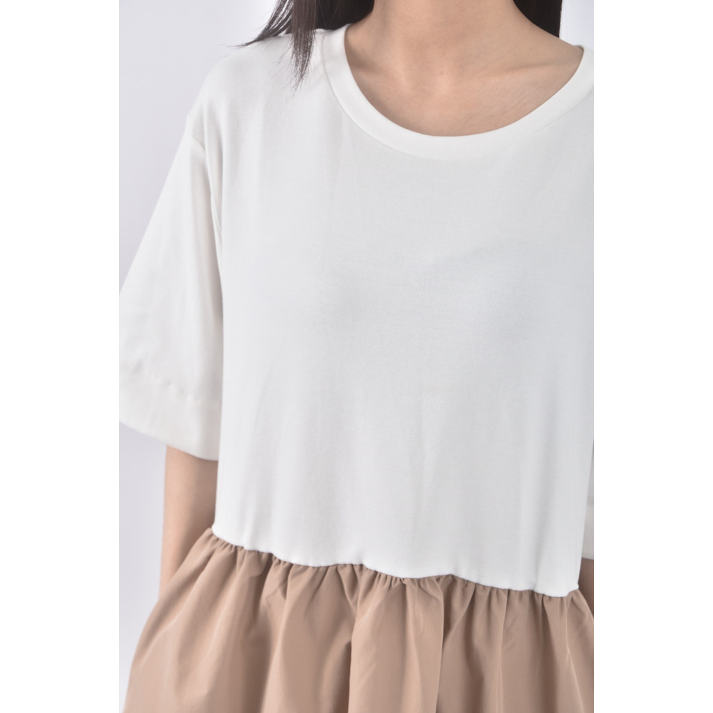 (L) net質感圓領杏色洋裝二手衣, , large