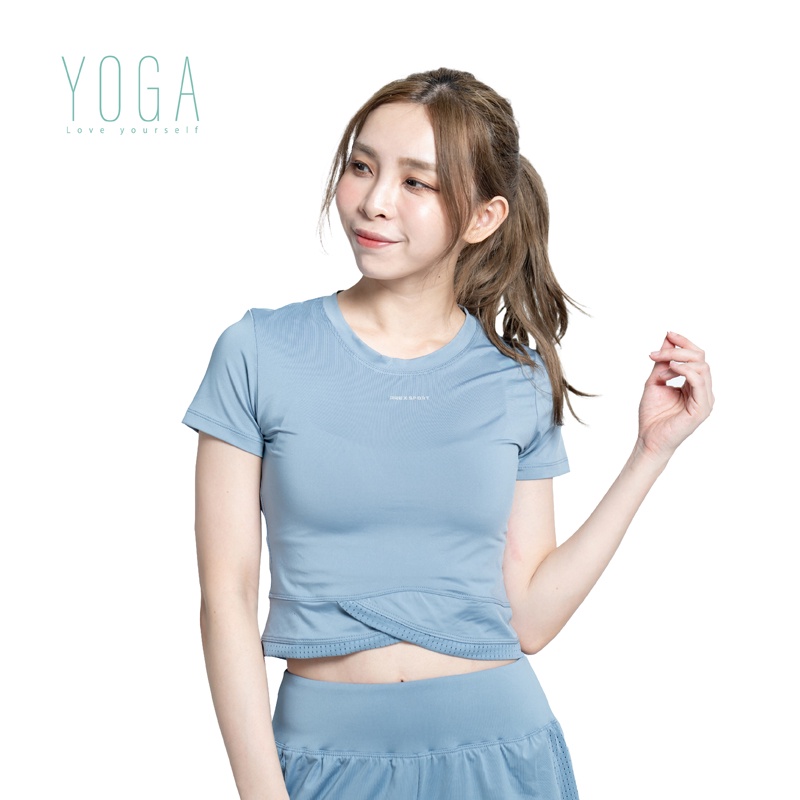 【AREX YOGA】 AS-7407 瑜珈服 女瑜珈衣 瑜珈短袖 女上衣 挖背上衣 冰絲衣 涼感衣 吸排衣 短袖上衣, , large