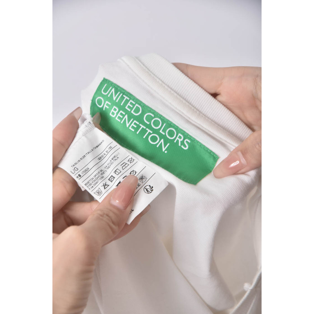 (L) united colors of benetton圖案白色短袖上衣二手衣, , large