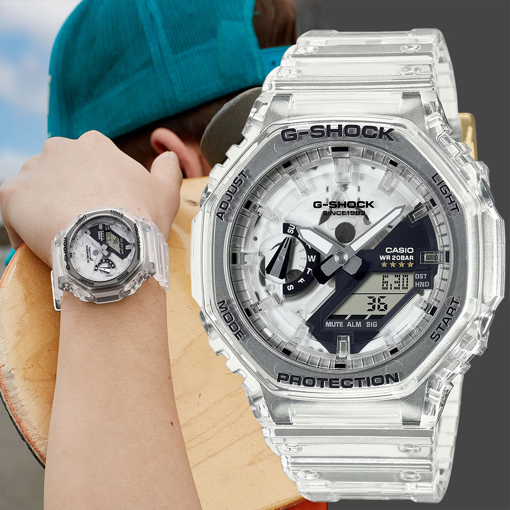 CASIO 卡西歐 G-SHOCK 40周年透明限量版透視機芯手錶 GA-2140RX-7A, , large