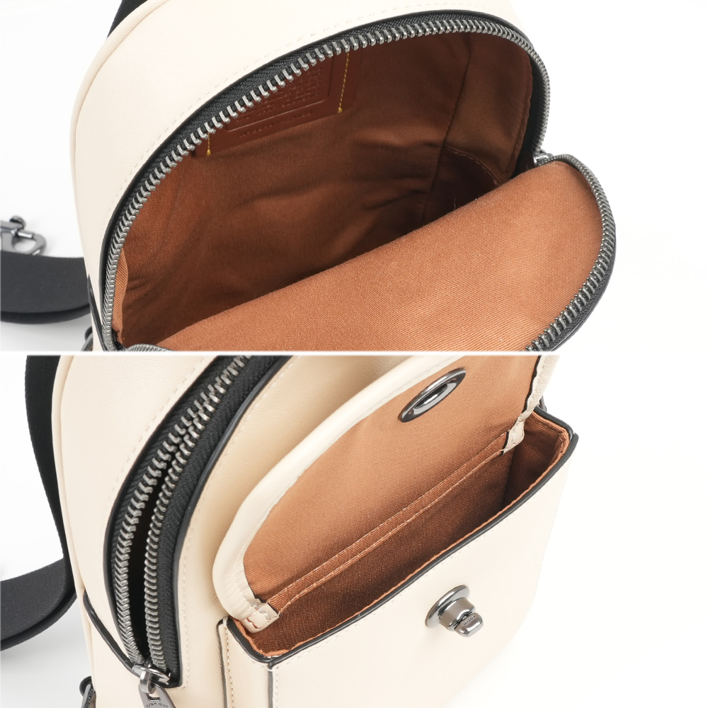 COACH Turnlock 轉釦設計小牛皮單肩背包(象牙白), , large