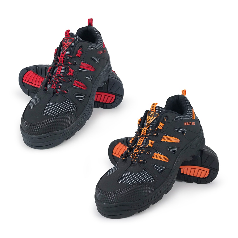FRIG ATE BIRD 鋼頭運動鞋防穿刺 7083黑紅/咖桔