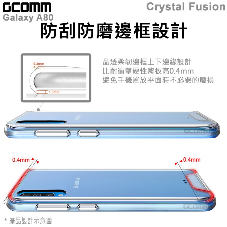 GCOMM Galaxy A80 晶透軍規防摔殼 Crystal Fusion, , large