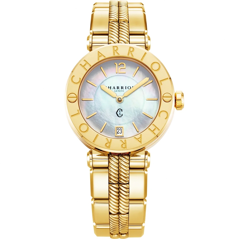 CHARRIOL 夏利豪 St-Tropez系列 時尚珍珠貝面腕錶-36mm CR36Y.924.004