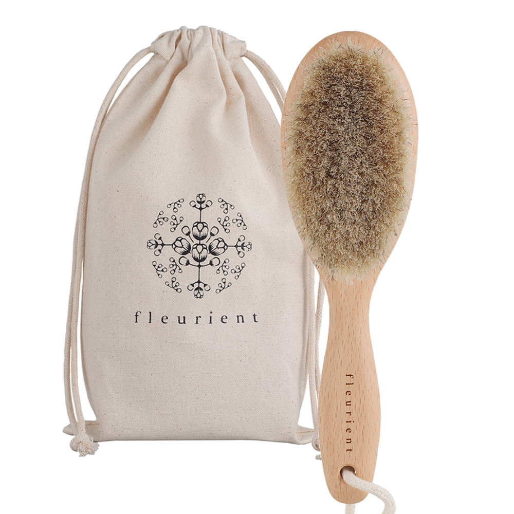 Fleurient Dry Brush for Body Massage and Exfoliation, made of genuine horse hair  , , large